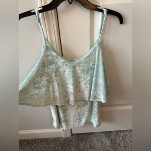 Cute Light Blue Crush Velvet Top
